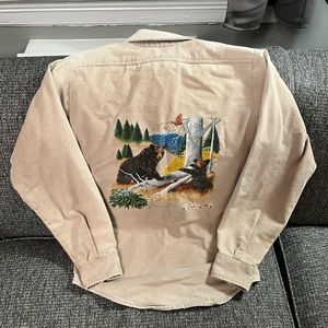 Warm Flannel with Bears in Woods Print